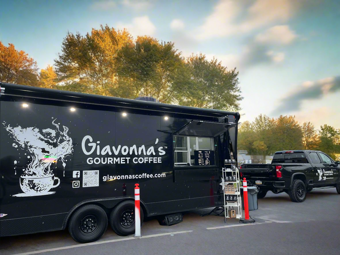 Giavonna's Gourmet Coffee mobile coffee truck, offering 528Hz-infused coffee blends for your everyday coffee stop, private events, office gatherings, and special occasions.