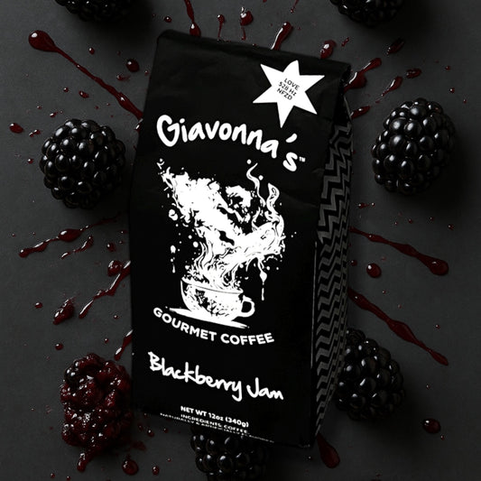 Giavonna's Gourmet Coffee Blackberry Jam - smooth specialty coffee with ripe blackberry and crumble sweetness crafted for a vibrant, elevated coffee experience. 