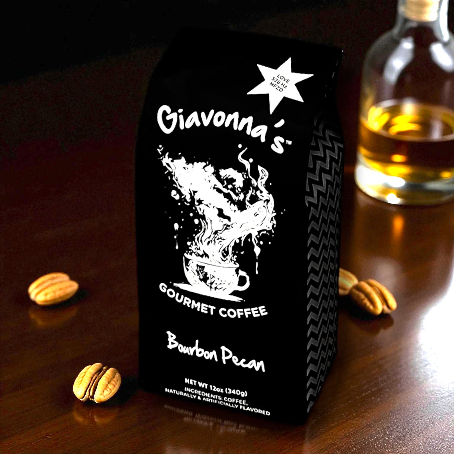 Giavonna's Gourmet Coffee Bourbon Pecan blend - luxuriously crafted flavored coffee with smooth bourbon notes and toasted pecan sweetness for an elevated daily ritual. 