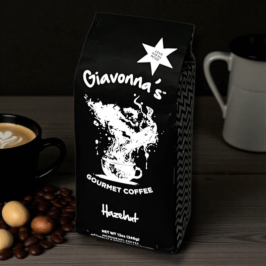 Giavonna's Gourmet Coffee Hazelnut blend - smooth, aromatic specialty coffee with rich roasted hazelnut flavor crafted for a refined, elevated coffee experience.