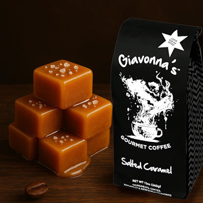 Giavonna's Gourmet Coffee Salted Caramel - silky smooth specialty coffee with rich caramel sweetness and a touch of sea salt for an elevated indulgence. 