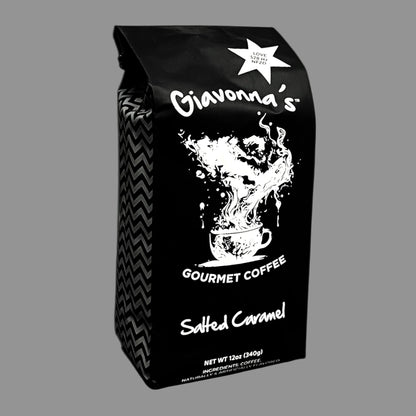 Giavonna's Gourmet Coffee Salted Caramel - premium flavored specialty coffee featuring smooth caramel richness with a hint of sea salt. 