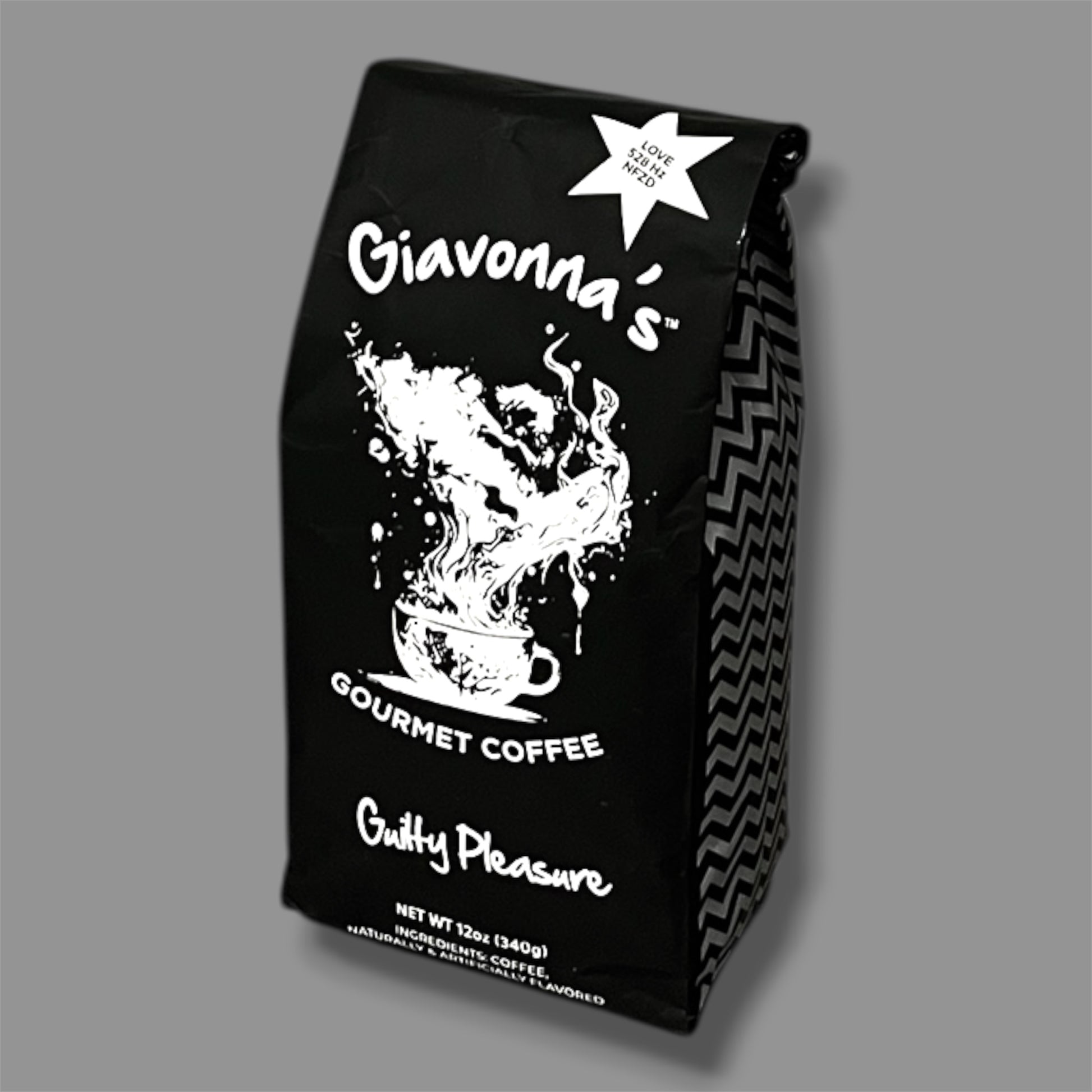 Giavonna's Gourmet Coffee Guilty Pleasure bag - premium flavored specialty coffee with rich vanilla, caramel sweetness, and smooth chocolatey notes. 