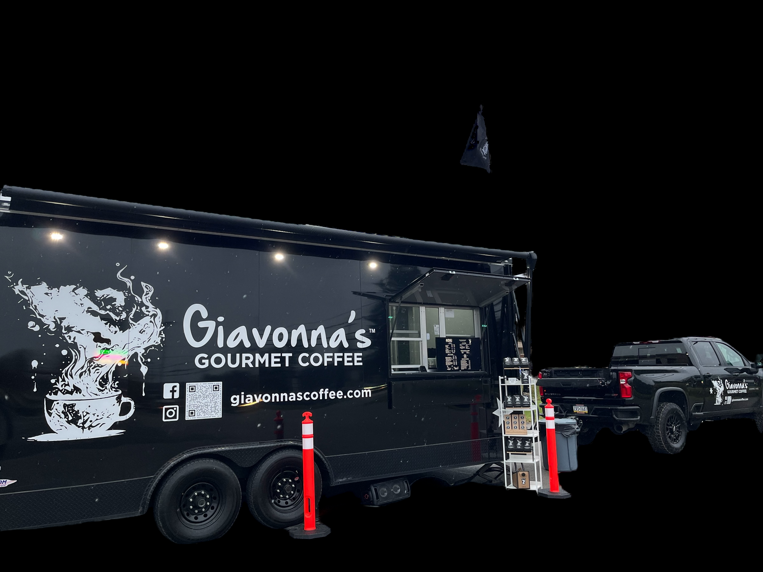 Giavonna's Gourmet Coffee mobile coffee truck, offering 528Hz-infused coffee blends for your everyday coffee stop, private events, office gatherings, and special occasions.
